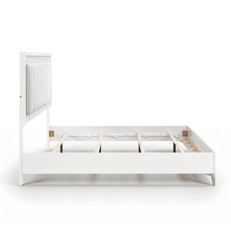 Ripple White Eastern King Led Panel Bed by Homelegance at Eve Furniture