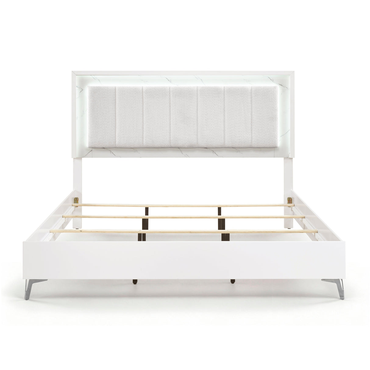 Ripple White Eastern King Led Panel Bed by Homelegance at Eve Furniture
