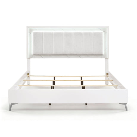 Ripple White Eastern King Led Panel Bed by Homelegance at Eve Furniture