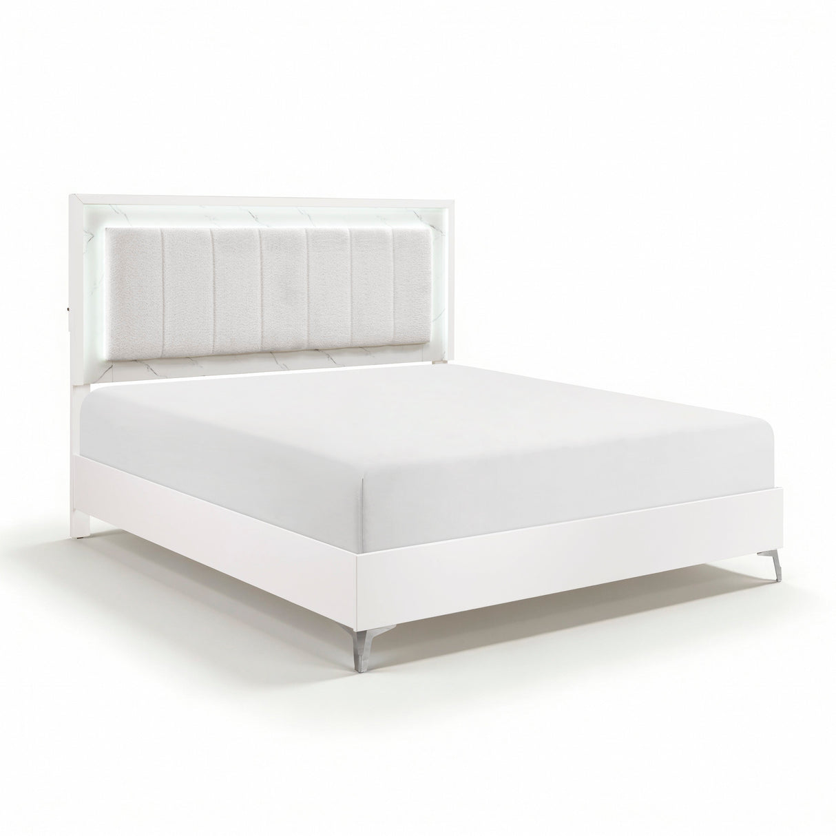 Ripple White Eastern King Led Panel Bed by Homelegance at Eve Furniture