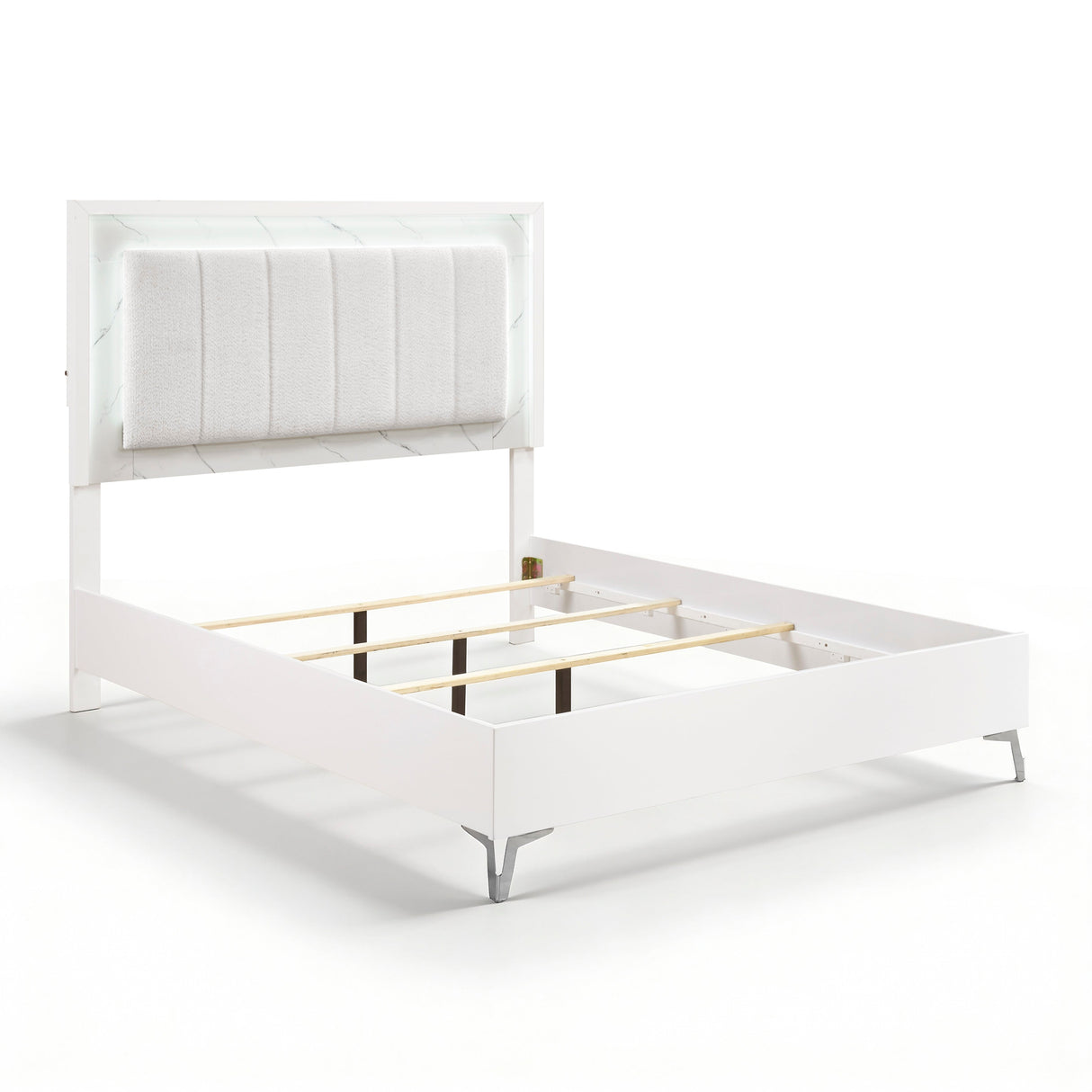 Ripple White Queen Led Panel Bed by Homelegance at Eve Furniture