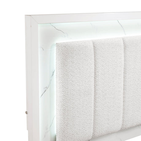 Ripple White Queen Led Panel Bed by Homelegance at Eve Furniture