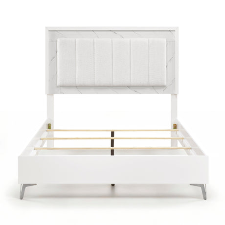 Ripple White Queen Led Panel Bed by Homelegance at Eve Furniture