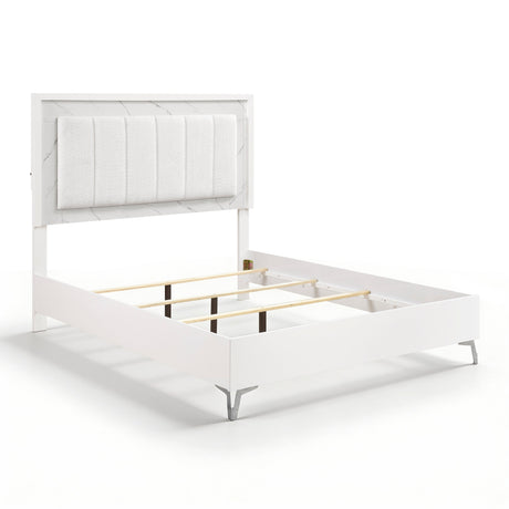 Ripple White Queen Led Panel Bed by Homelegance at Eve Furniture