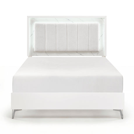 Ripple White Queen Led Panel Bed by Homelegance at Eve Furniture