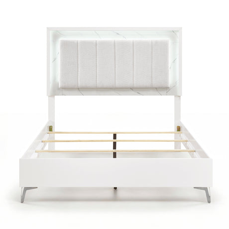 Ripple White Queen Led Panel Bed by Homelegance at Eve Furniture