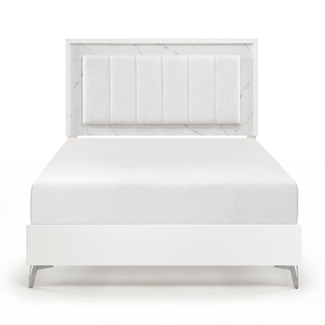 Ripple White Queen Led Panel Bed by Homelegance at Eve Furniture