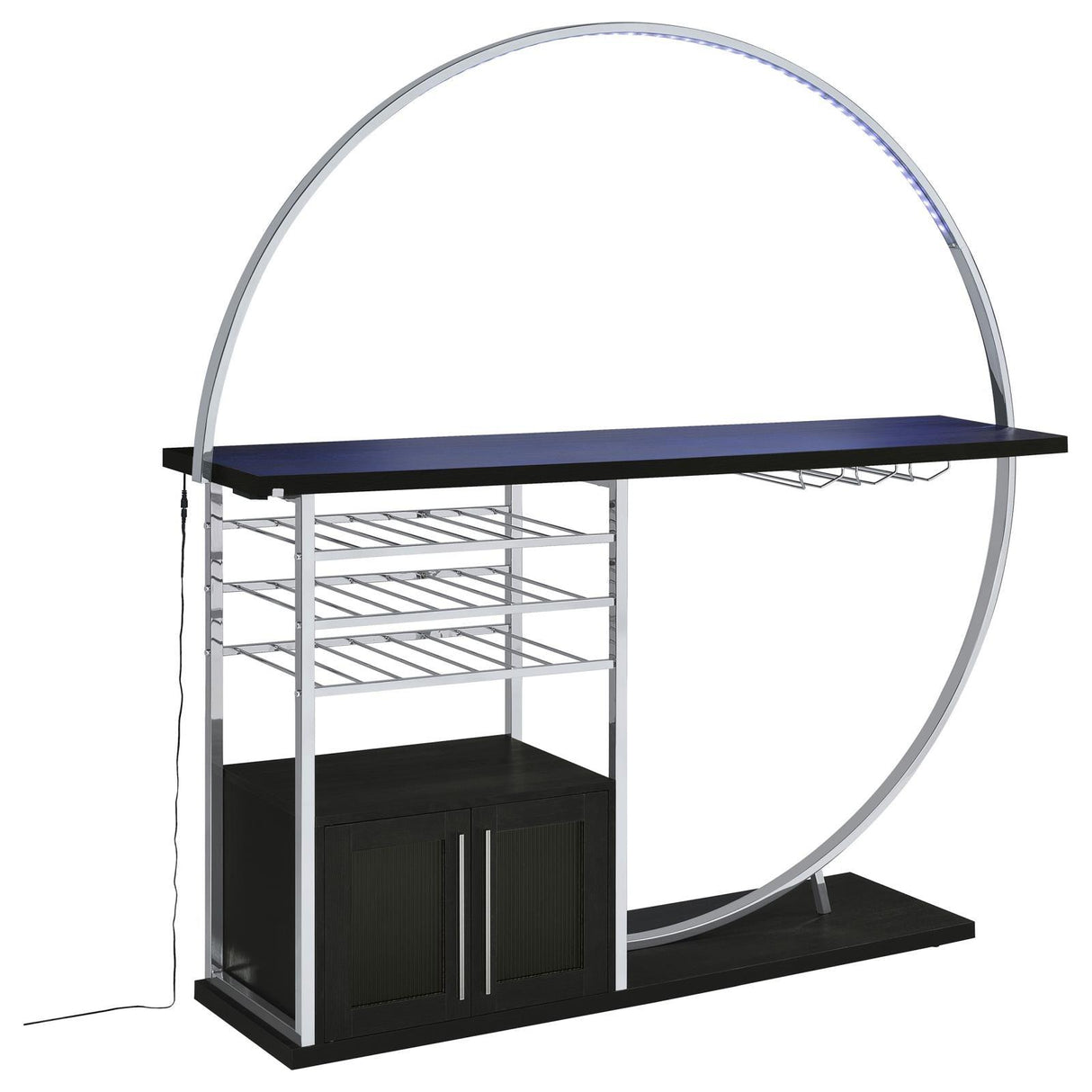 Risley Dark Charcoal 2-door Circular LED Home Bar with Wine Storage by Coaster at Eve Furniture