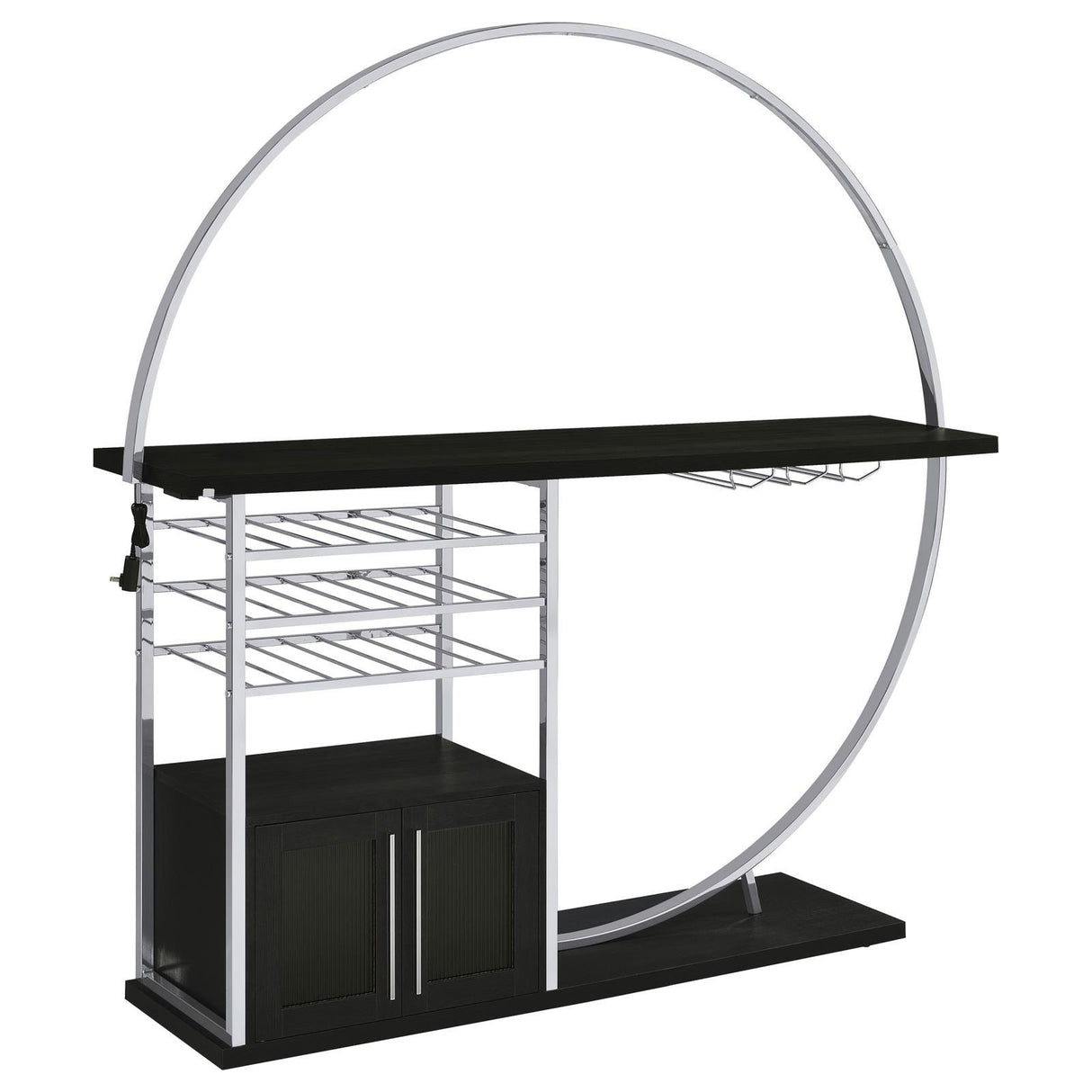 Risley Dark Charcoal 2-door Circular LED Home Bar with Wine Storage by Coaster at Eve Furniture
