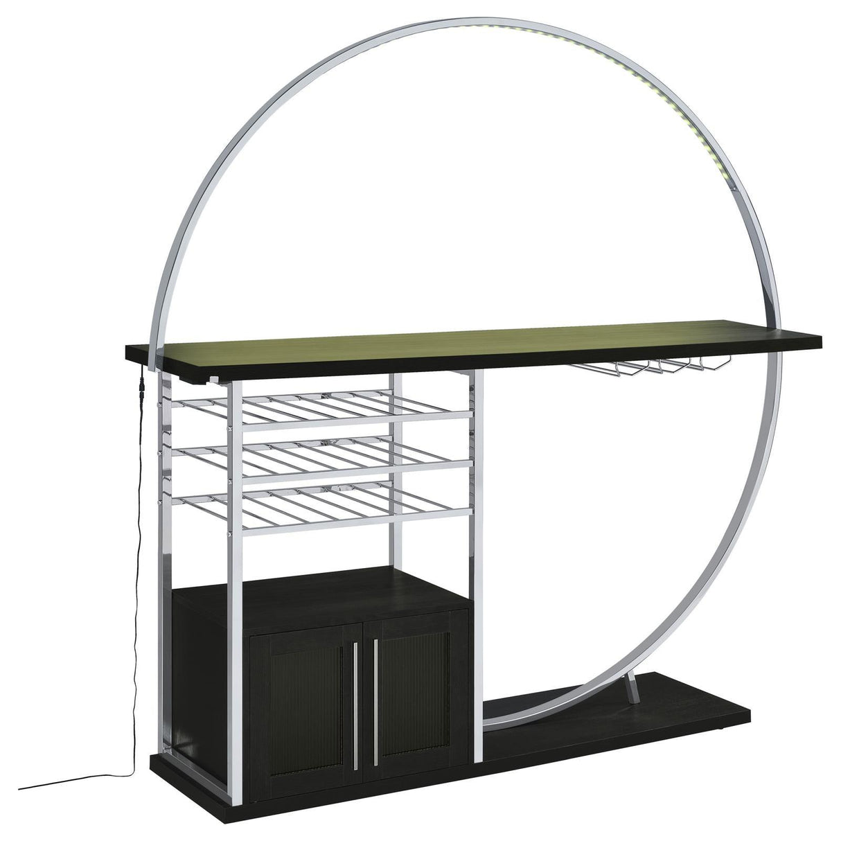 Risley Dark Charcoal 2-door Circular LED Home Bar with Wine Storage by Coaster at Eve Furniture