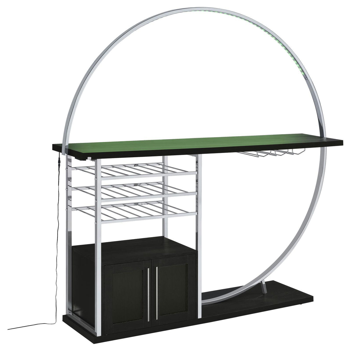 Risley Dark Charcoal 2-door Circular LED Home Bar with Wine Storage by Coaster at Eve Furniture