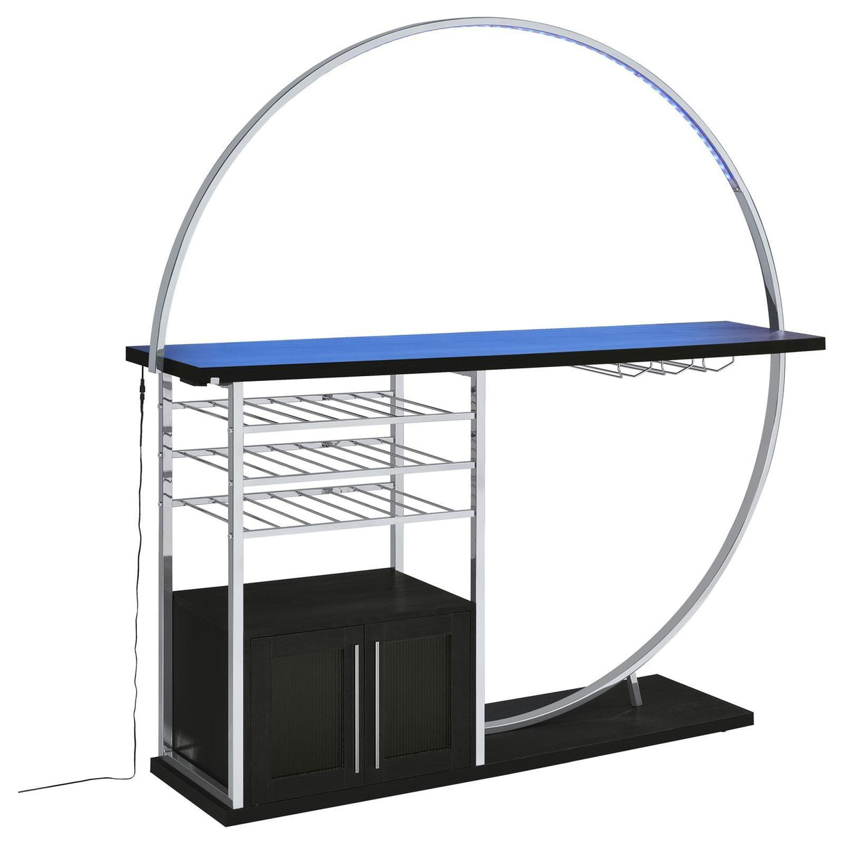 Risley Dark Charcoal 2-door Circular LED Home Bar with Wine Storage by Coaster at Eve Furniture