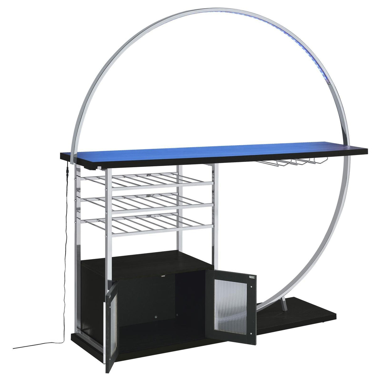 Risley Dark Charcoal 2-door Circular LED Home Bar with Wine Storage by Coaster at Eve Furniture