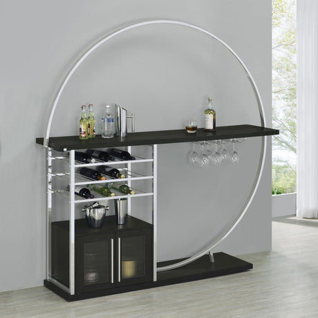 Risley Dark Charcoal 2-door Circular LED Home Bar with Wine Storage by Coaster at Eve Furniture