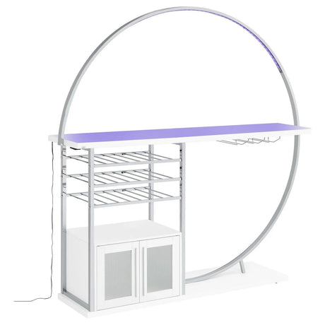 Risley White High Gloss 2-door Circular LED Home Bar with Wine Storage by Coaster at Eve Furniture
