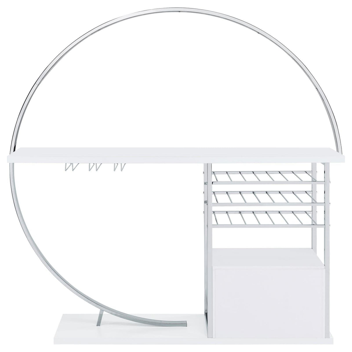 Risley White High Gloss 2-door Circular LED Home Bar with Wine Storage by Coaster at Eve Furniture