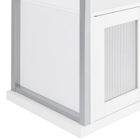 Risley White High Gloss 2-door Circular LED Home Bar with Wine Storage by Coaster at Eve Furniture