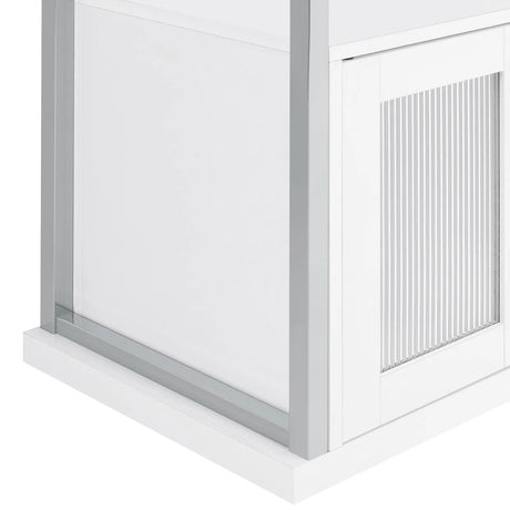 Risley White High Gloss 2-door Circular LED Home Bar with Wine Storage by Coaster at Eve Furniture