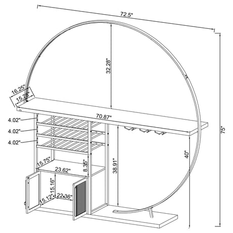 Risley White High Gloss 2-door Circular LED Home Bar with Wine Storage by Coaster at Eve Furniture