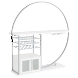 Risley White High Gloss 2-door Circular LED Home Bar with Wine Storage by Coaster at Eve Furniture