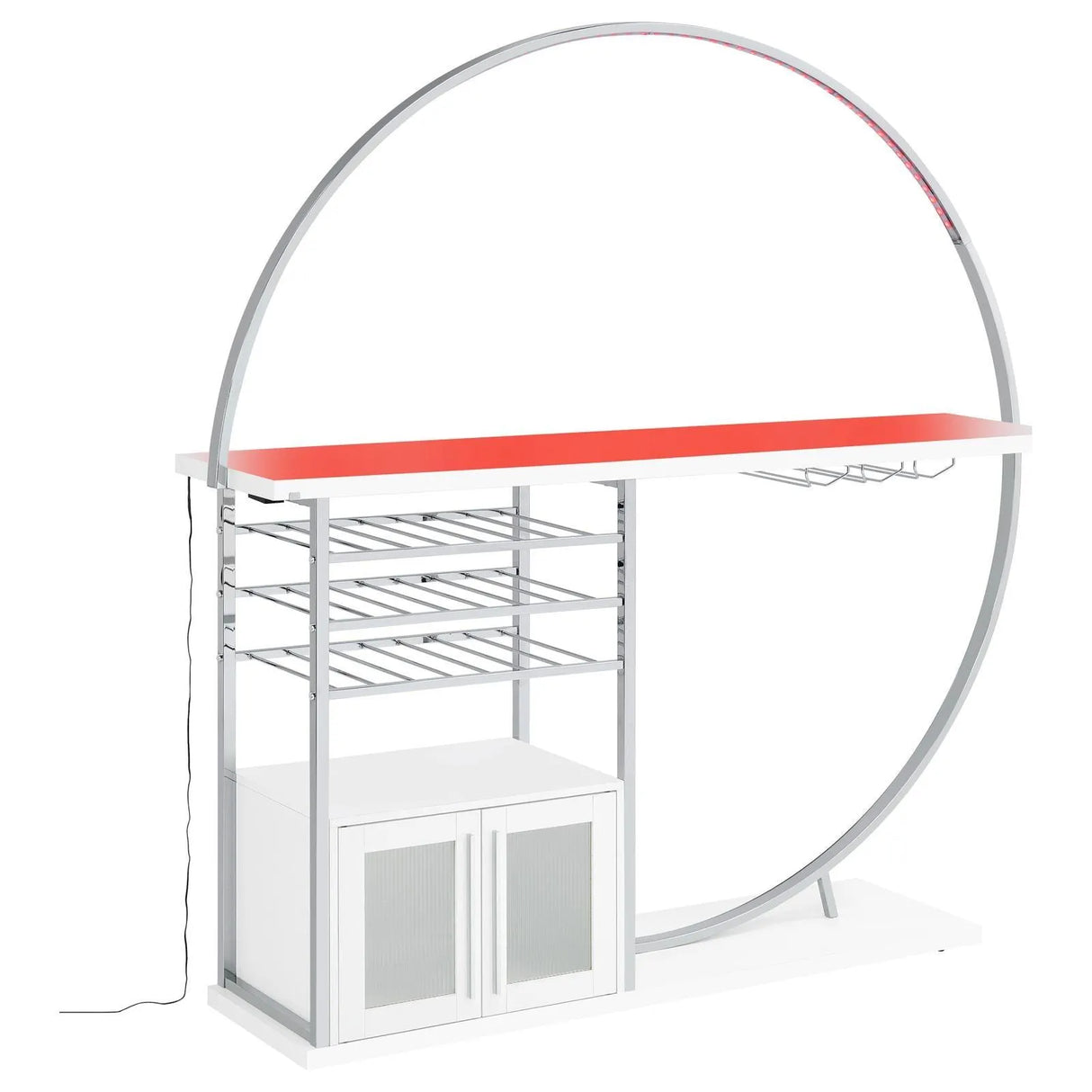 Risley White High Gloss 2-door Circular LED Home Bar with Wine Storage by Coaster at Eve Furniture