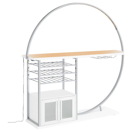 Risley White High Gloss 2-door Circular LED Home Bar with Wine Storage by Coaster at Eve Furniture