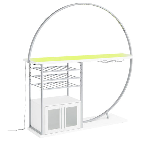 Risley White High Gloss 2-door Circular LED Home Bar with Wine Storage by Coaster at Eve Furniture