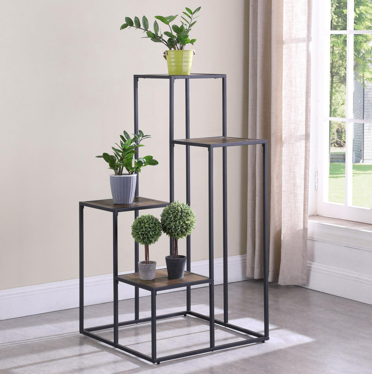 Rito Rustic Brown/Black 4-Tier Display Shelf