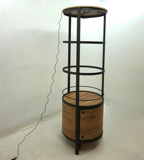 Ritter Rustic Oak Round Led Bar Wine Storage Cabinet by Coaster at Eve Furniture