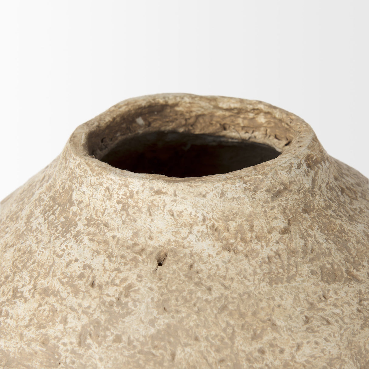 Ritu Large Beige Paper Mache Pot Vase by Mercana at Eve Furniture