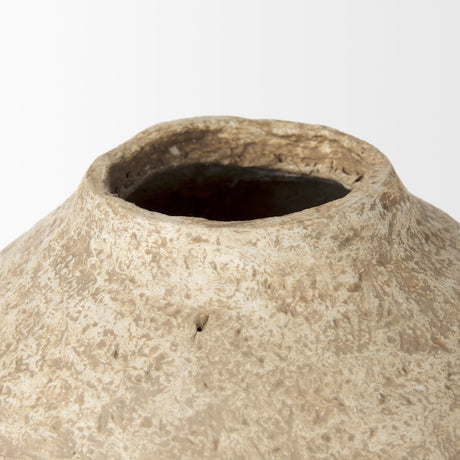 Ritu Large Beige Paper Mache Pot Vase by Mercana at Eve Furniture