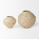 Ritu Large Beige Paper Mache Pot Vase by Mercana at Eve Furniture