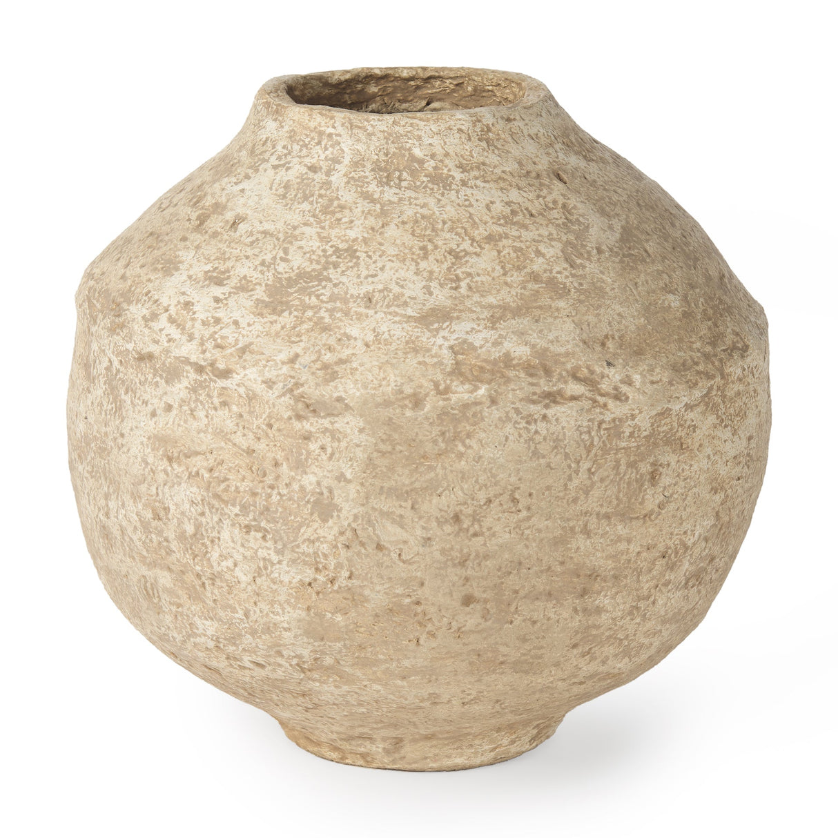 Ritu Large Beige Paper Mache Pot Vase by Mercana at Eve Furniture