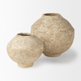 Ritu Small Beige Paper Mache Pot Vase by Mercana at Eve Furniture