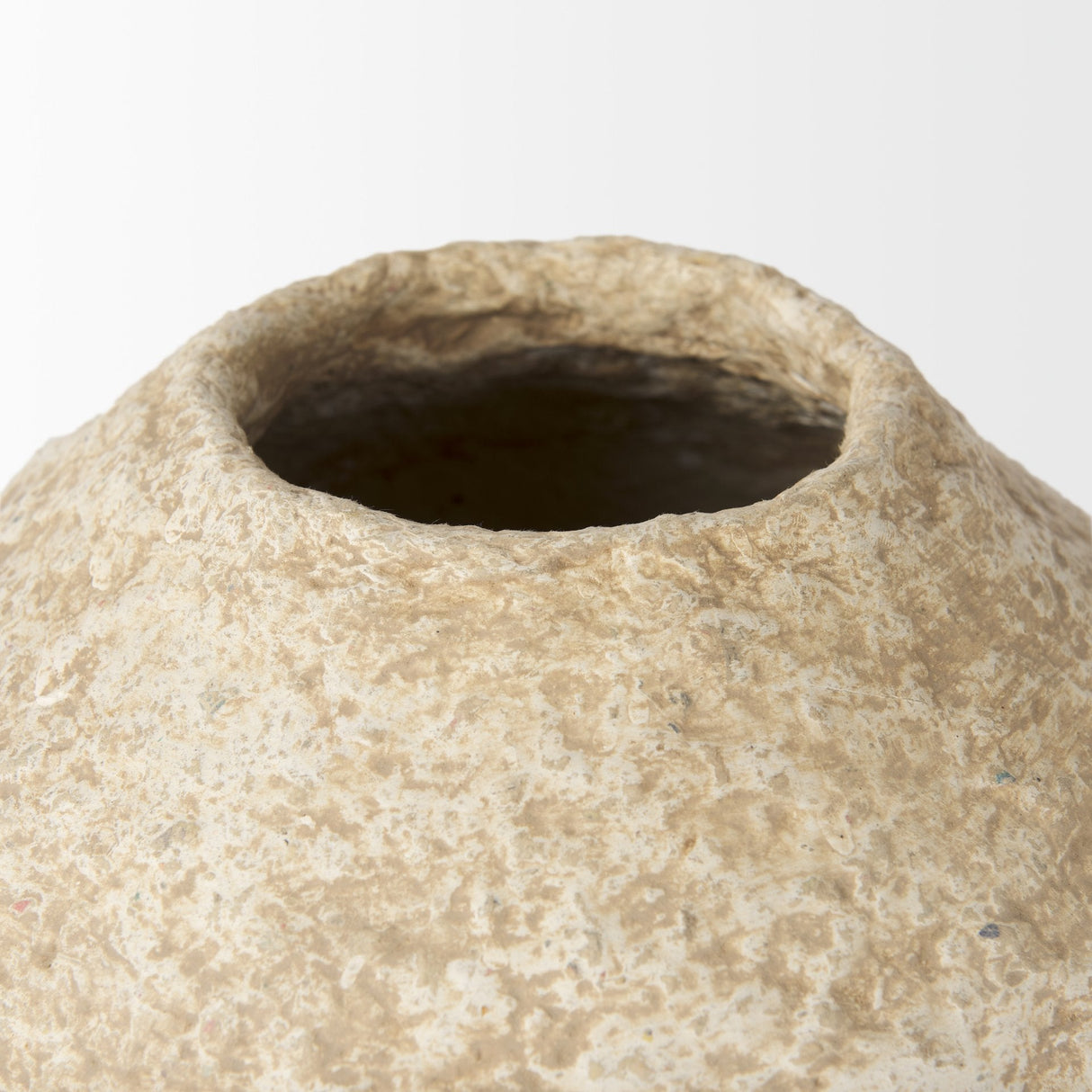 Ritu Small Beige Paper Mache Pot Vase by Mercana at Eve Furniture