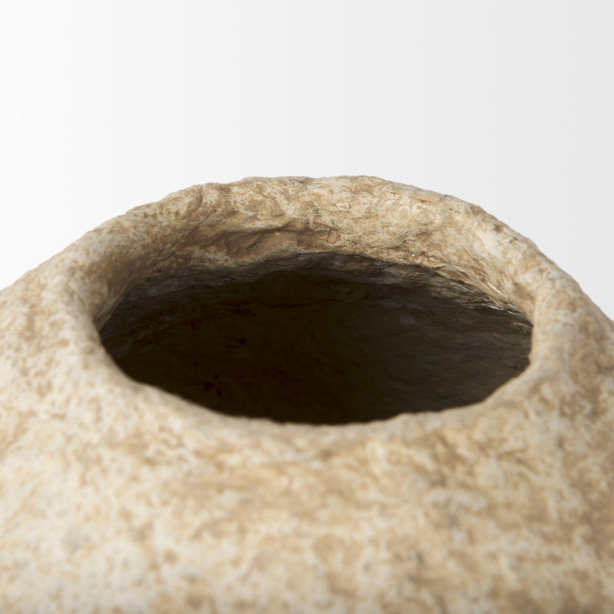 Ritu Small Beige Paper Mache Pot Vase by Mercana at Eve Furniture