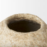 Ritu Small Beige Paper Mache Pot Vase by Mercana at Eve Furniture