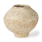Ritu Small Beige Paper Mache Pot Vase by Mercana at Eve Furniture