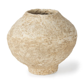 Ritu Small Beige Paper Mache Pot Vase by Mercana at Eve Furniture