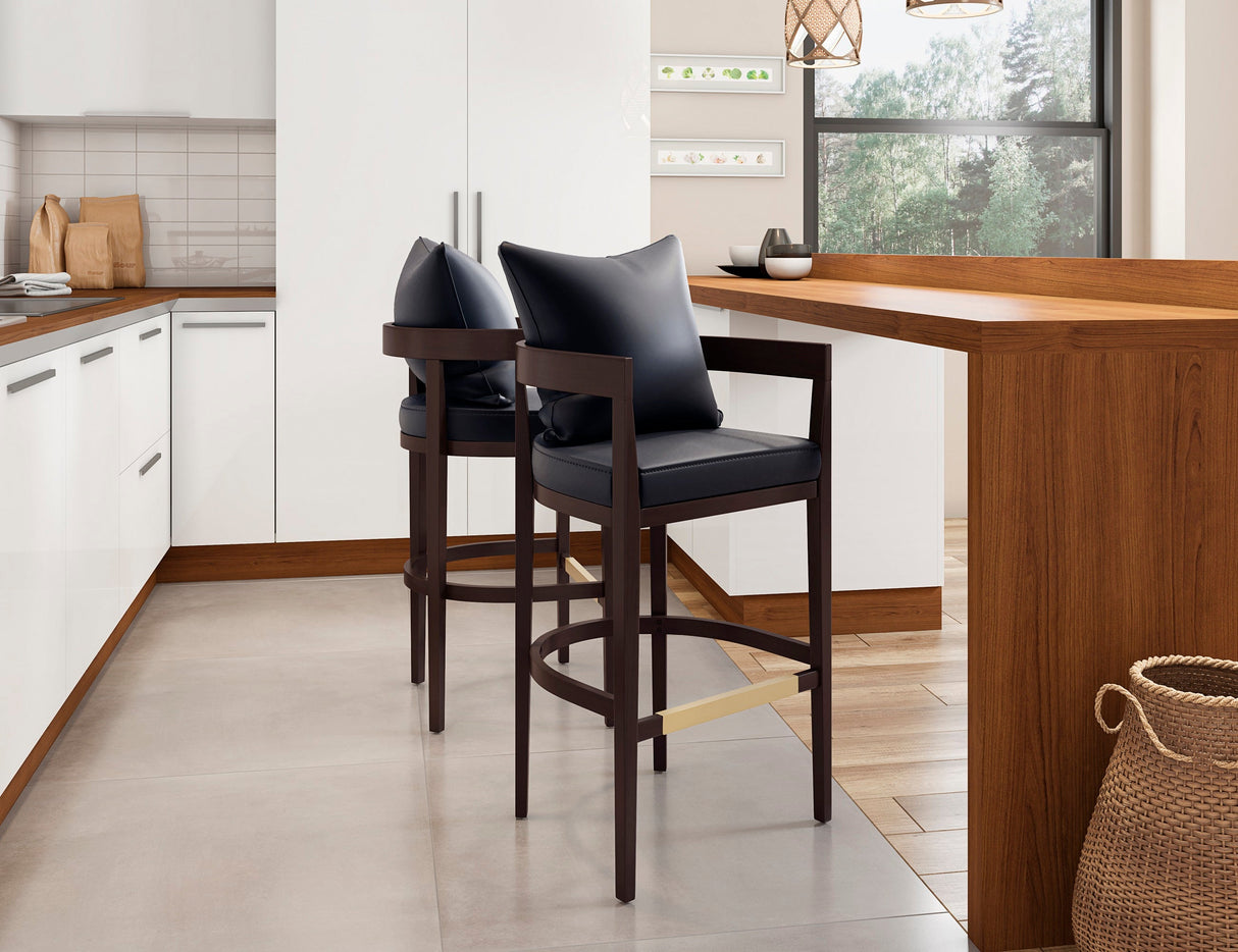 Ritz Barstool in Black and Dark Walnut (set of 2) by Manhattan Comfort at Eve Furniture