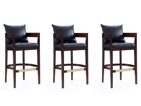 Ritz Barstool in Black and Dark Walnut (set of 3) by Manhattan Comfort at Eve Furniture