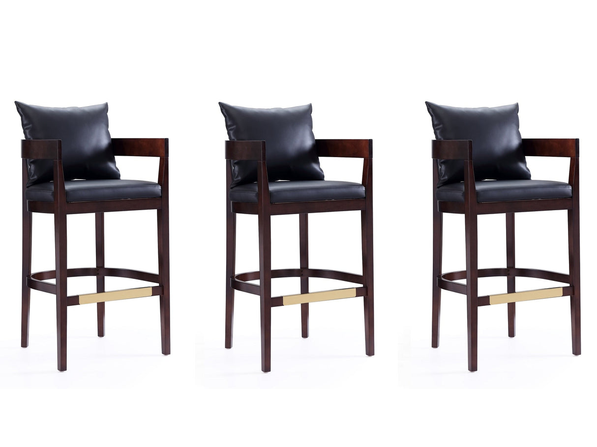 Ritz Barstool in Black and Dark Walnut (set of 3) by Manhattan Comfort at Eve Furniture