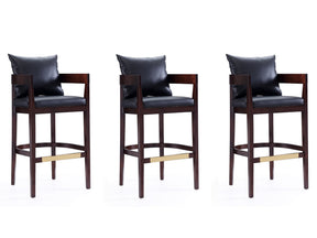 Ritz Barstool in Black and Dark Walnut (set of 3) by Manhattan Comfort at Eve Furniture