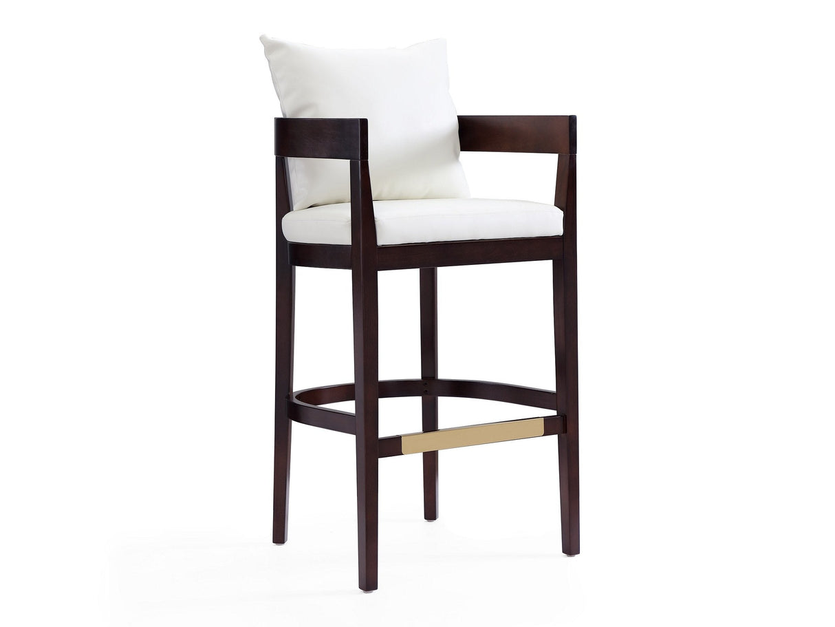 Ritz Barstool in Ivory and Dark Walnut by Manhattan Comfort at Eve Furniture