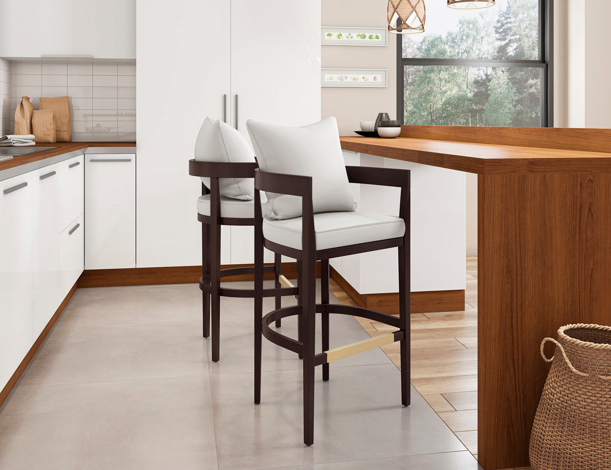 Ritz Barstool in Ivory and Dark Walnut (set of 2) by Manhattan Comfort at Eve Furniture