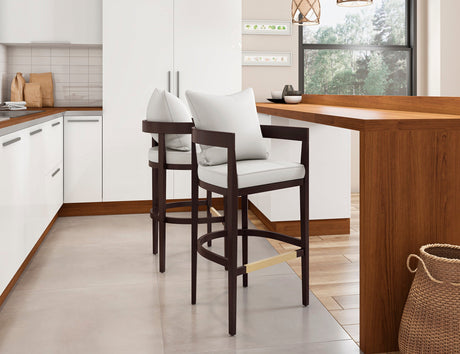 Ritz Barstool in Ivory and Dark Walnut (set of 2) by Manhattan Comfort at Eve Furniture