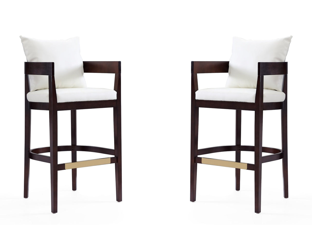 Ritz Barstool in Ivory and Dark Walnut (set of 2) by Manhattan Comfort at Eve Furniture