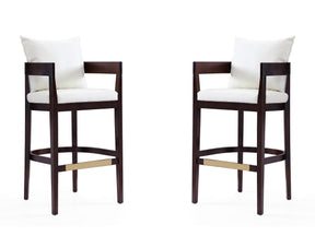 Ritz Barstool in Ivory and Dark Walnut (set of 2) by Manhattan Comfort at Eve Furniture