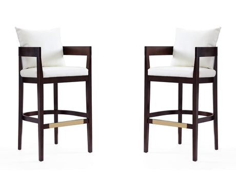 Ritz Barstool in Ivory and Dark Walnut (set of 2) by Manhattan Comfort at Eve Furniture