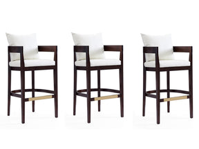 Ritz Barstool in Ivory and Dark Walnut (set of 3) by Manhattan Comfort at Eve Furniture